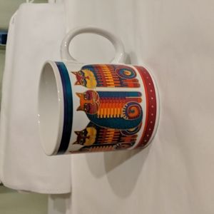 Laurel Burch rainbow cat cousins mug